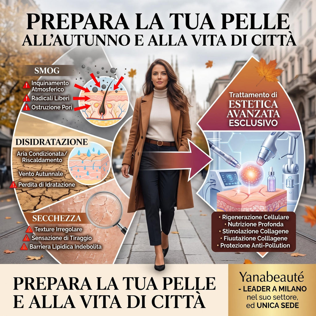 Pelle d’autunno in città: smog, disidratazione e secchezza